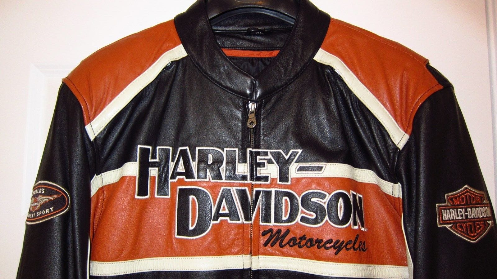 Harley Davidson Men's Classic Cruiser Orange Black Leather Jacket XL ...