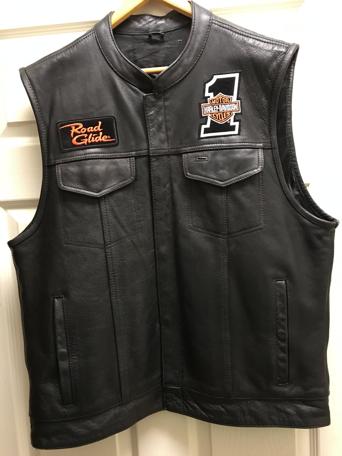 Quality Black All-Leather Vest w/Double Concealed Carry Pockets - Size ...