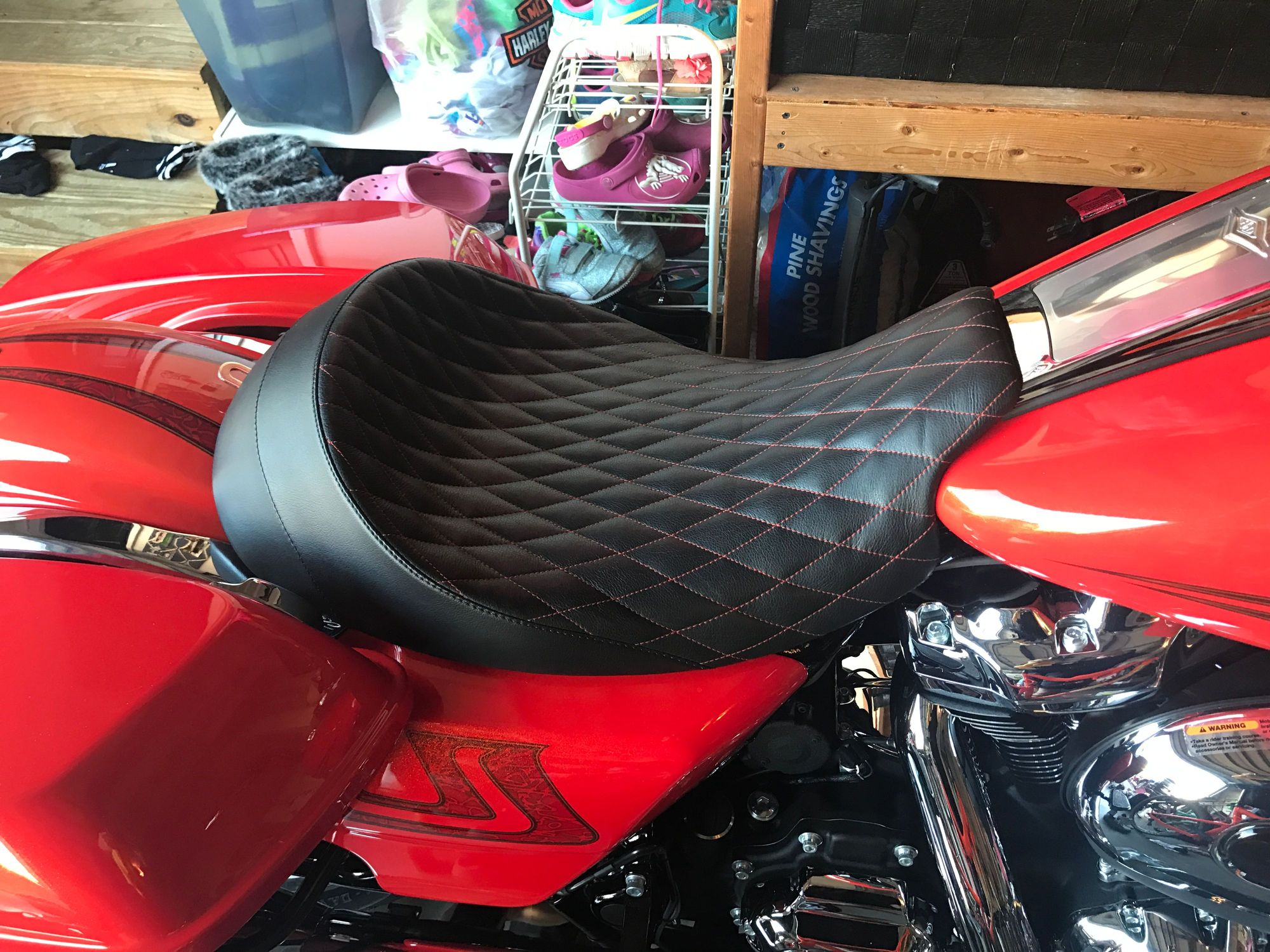 diamond stitch motorcycle seat
