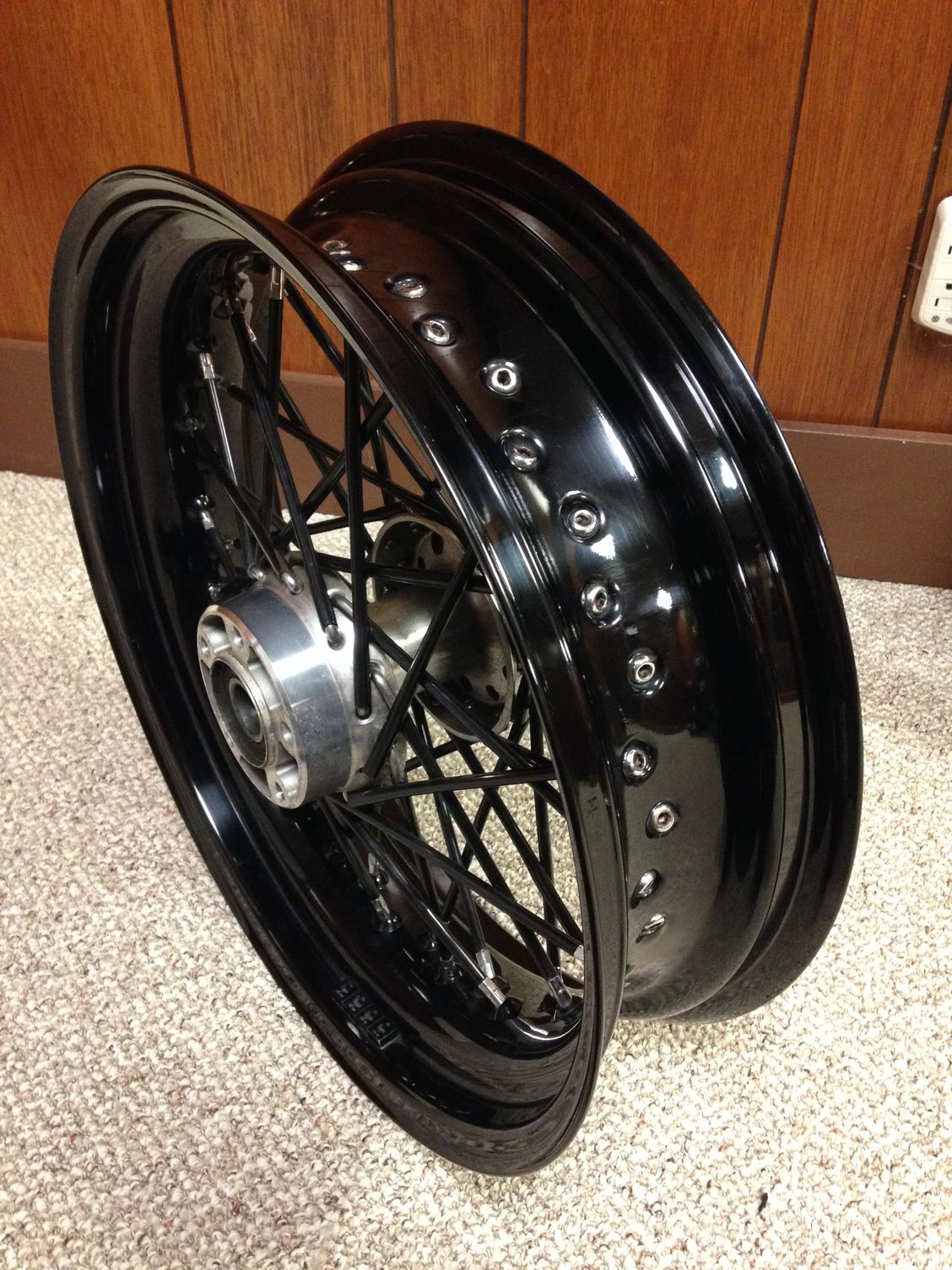 OEM Black Dyna Street Bob FXDB Stock Front Rear 40 Spoke Steel Laced