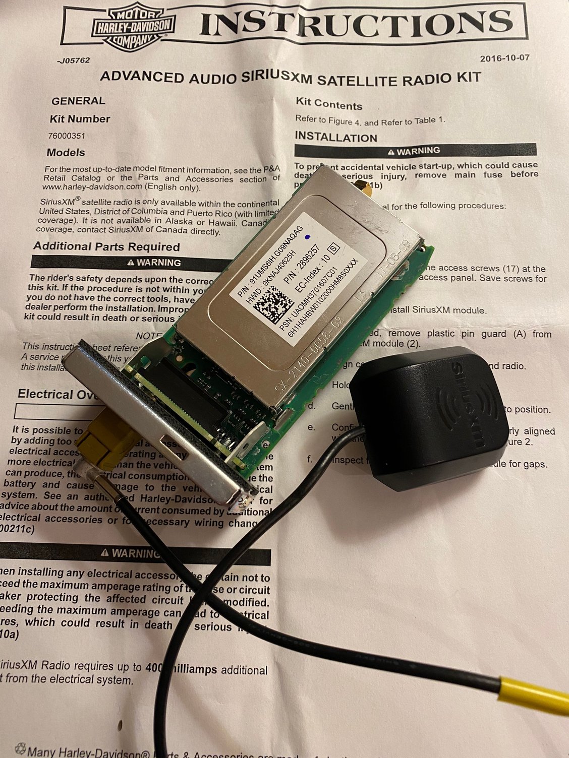 FOR SALE Sirius/XM Module 76000351 Harley Davidson Forums