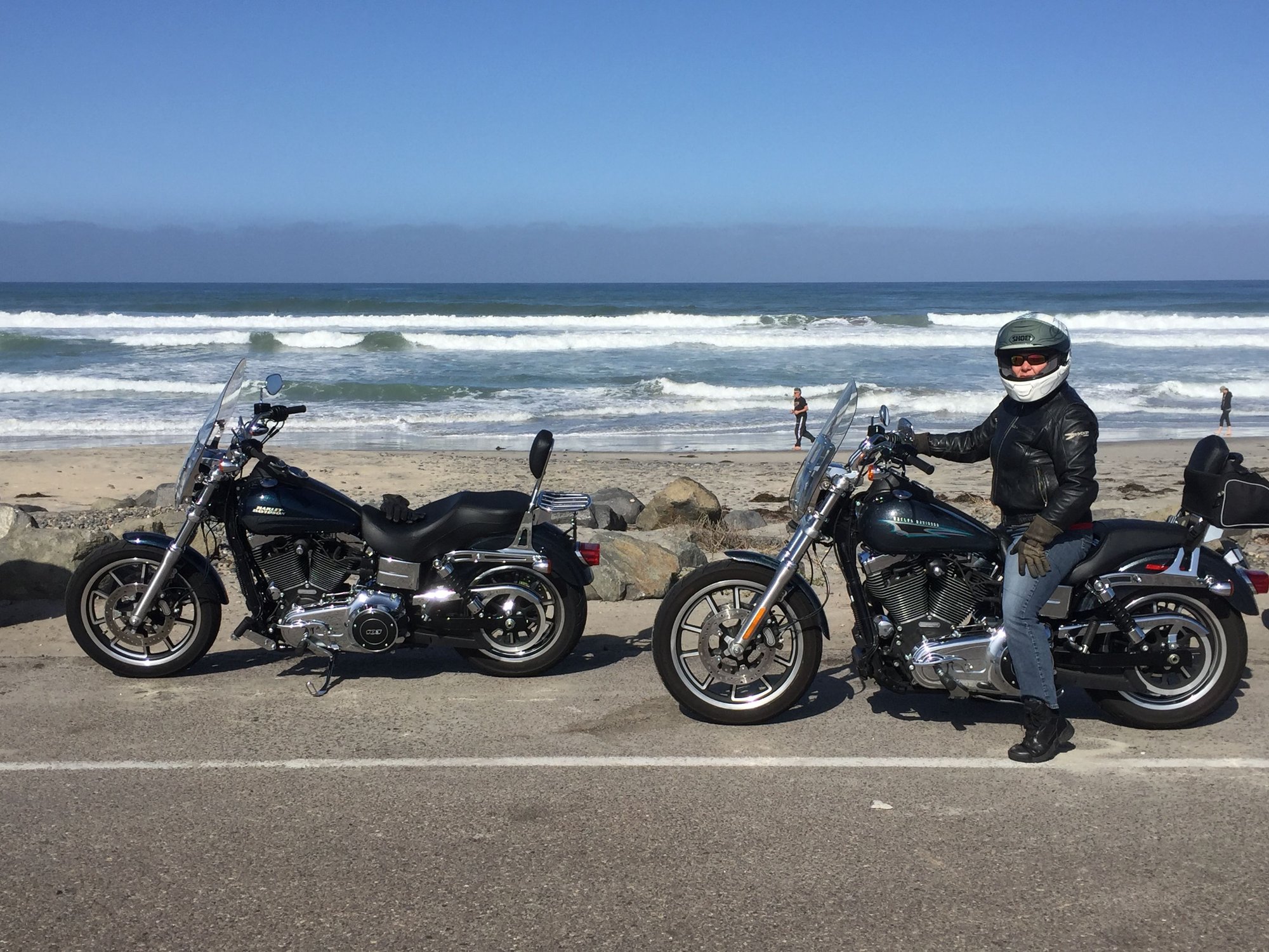I'd be on my Dyna, but somebody had to take the pic. (That's the GF, on her Dyna, btw.)  