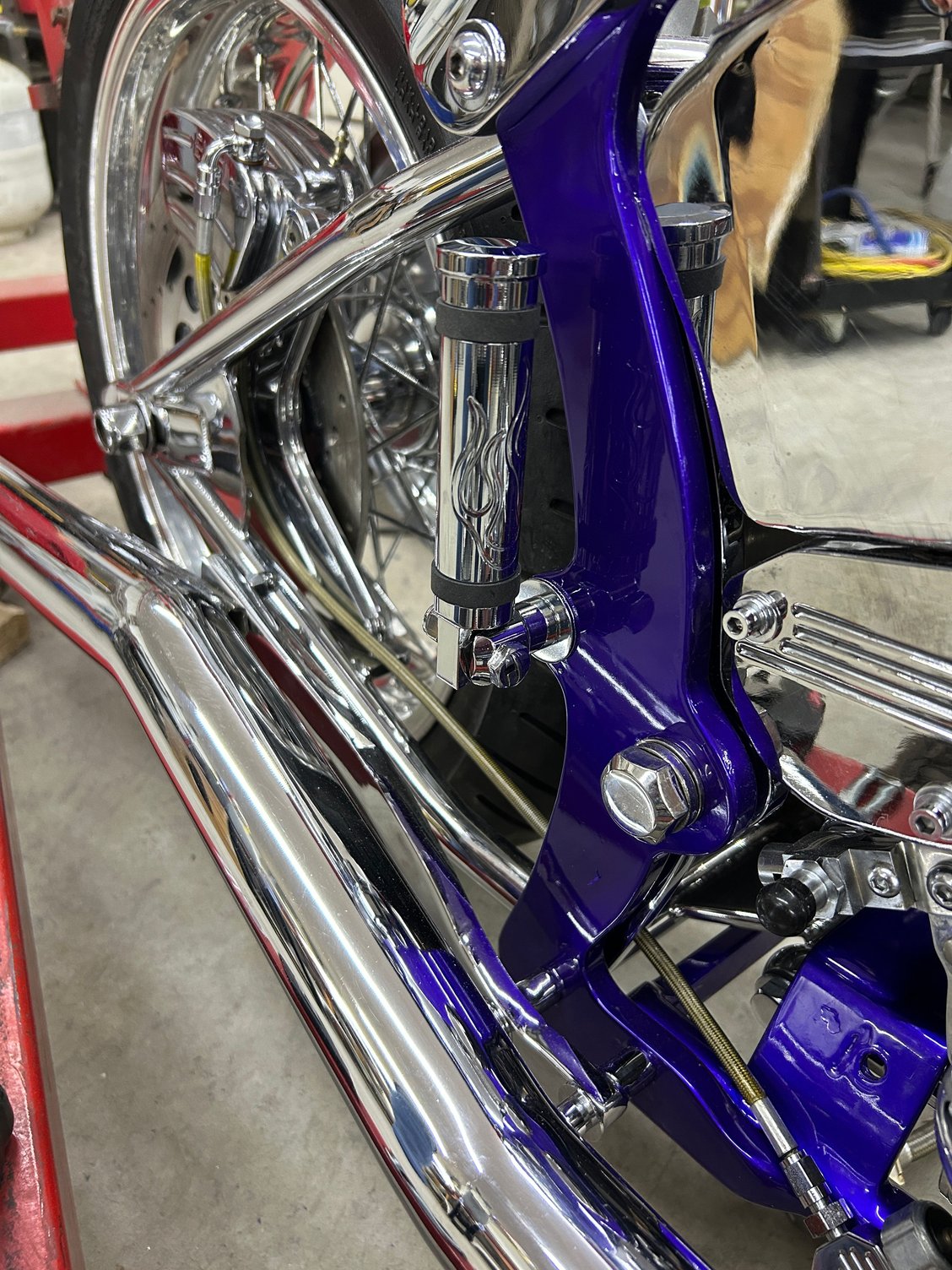 So they match the flames on the tank and front fender so what the hay why not ! They where free from the cabinet !!!LOL 