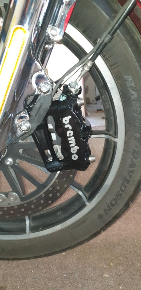 thunderbike rotor 340 mm ricks motorcycle bracket and brembo ( from suzuki gsxr ) ebc pads  (no need change brake line )