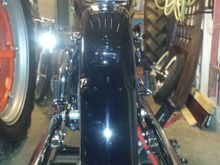 From the rear. Fender drops to exactly where I wanted it... Sorry for the crappy photo.