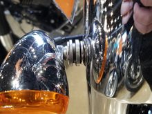 For the front turn signal relocation.. check this out , i found this set up on a used fatboy today at the dealer. How did he install them this way? 