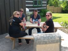 The Ladies chatting at the picnic table out back.

