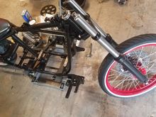 My fxwg currently in this state lol, waiting on parts, painted the frame, rebuilt the front forks with progressive monotubes, rebuilt the swingarm, had a crazy death wobble when i first got it and my front cylinder was smoking like crazy, so a full tear down was in order lol.