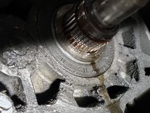 As soon as the transmission sprocket came off, the drip was visible showing it was the quad seal and not the mainshaft seal.