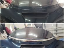 Added chrome windshield trim.