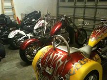 My Harley Ultra,wife’s Ridley Chopper.My V8 Chopper..Wife’s V8 Chopper Trike