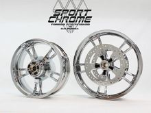 Chrome Harley Enforcer Wheels with Mirror Polished Discs and Chrome Disc Hardware. For 2014-2015 Streetglide and 2015 Roadglides.