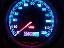 This is on my 2003 UG. 
I put 3 red LEDs under the needle base on both indicators...probably would have been better with just 2