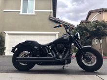 Nearly finished blacking out my 16 slim this weekend and very happy with the balance of the gloss black, denim black tins, and wrinkle black motor.  Also did Ricor/Racetech front suspension while I had it apart.