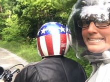 My wife while we traveled the gravel road. Maybe avoid this road and stay on the parkway lol