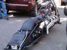 My buddies V8 Chopper Blower Bike..with NOS..fuel cell..wheelie bars..I don’t care what you have..your getting outrunning by this Beast ...1000+ hp plus NOS..check wheelie bars,with fuel cell