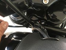 If you look at the wiring and vent tube, it sits so if I turn the bars all the way to the left like I would when I stop somewhere, it will be smashed by the triple tree. I'm gonna see if I can extend the vent tube and pull more of the wiring harness out so I can run it over the tank lift. If I leave it like this it will eventually start to chaff the wires as well as restrict the vent hose