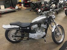 and now it looks like this. stripped all the spray paint off the motor and the 3 layers of spray paint over the original factory paint which was royal blue.