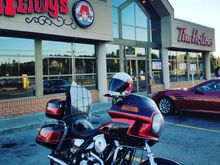 Tim Hortons = Free Wifi. 
Free Wifi = Happy Foreigner. 

ALSO, I stick out like a sore thumb in WI, i think im the only one in this state wearing a helmet. Got some good rain about 60 miles before Green Bay and still.. no helmets! I think alot of the HD riders mistake this ol gal for a goldwing, many relectant hand waves. Funny shit.