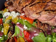 Blackened steak salad at the Gunsight Saloon.