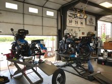 MY compadre's bikes, 46 UL and 40 WL, getting final touches before the Chase.