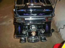All LED lights with smoker lenses. Cobra Tri-Oval slipons.
