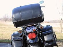 Leather Pros TB3900 Trunk on the H-D luggage rack that I lowered 3-7/8"
