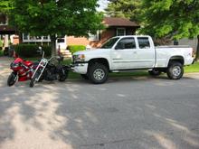 My 2001 R6, 2007 Street Bob, 2006 2500HD