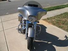 From the front with the half moon windshield