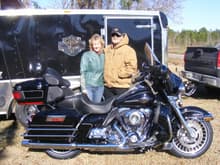 Me and my husband Allyn standing beside our dream bike.  It was Jan 17, 2009 and we bought it the day before.
