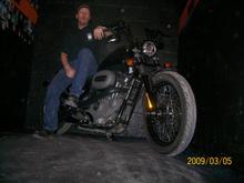 Nightster with Z bars and speedo relocated, forward controls, smoked lenzes, headlight