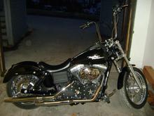 the whole bike with the new plate mount. (I know the pipes have got to go, they're next.  Black Samson Shorties on the way!!!  Will post new pics of them when they get here.