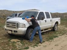 Scott trying to sight in his 9mm Ruger.