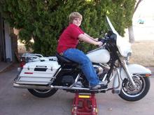 This is my first pic of this bike (with my son Allan) the day I brought it home. The only thing I've added are rear footboards. More changes are coming.