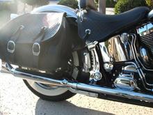 Kuryakyn swingarm cover.  HD chrome passenger foot peg and brake caliper cover.