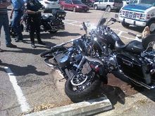 Bike hit and knocked over at work