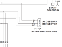 the orange is not from instruments but from the accessory switch, so it's switched power. R/Y brace, O/R P&A