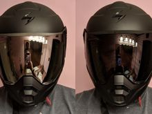 Scorpion EXO-AT950 in matte black with silver and dark smoke shields