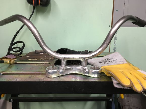 Working on the risers I welded onto my bars. Lots of cleaning to do but I’m fairly happy so far.