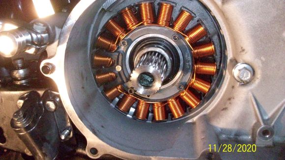 New stator installed. Remember to use four (4) new stator bolts. Torx 27 