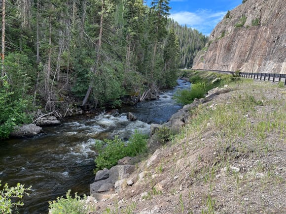 Pulled over to check out the river and saw the marmots checking us out from the rocks, lol