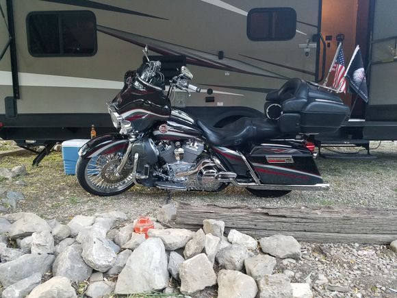 11.5" progressive 444 rear shocks and 2" progressive lowering kit in front. No bottoming out and much better handling.