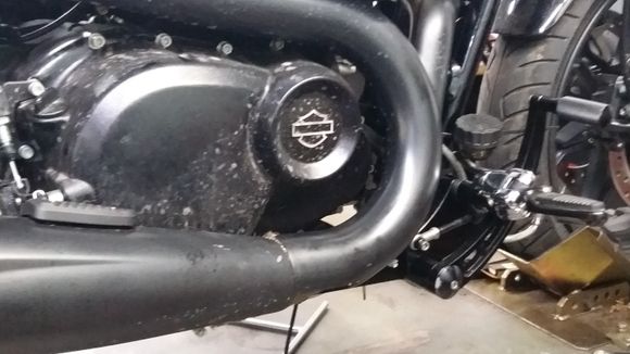 Brake side forward controls made for the Street adjusted and modifed by Harley to fit my Street Rod