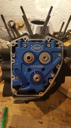S&S 583 Cams (chain) Installed, S&S TC3 camplate bolted in.