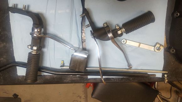 mounts, pegs, shifter, brake rod and pedal. shifter shaft ect