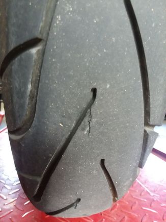 Closer look at one place. It is this way almost all the way around the tire. 