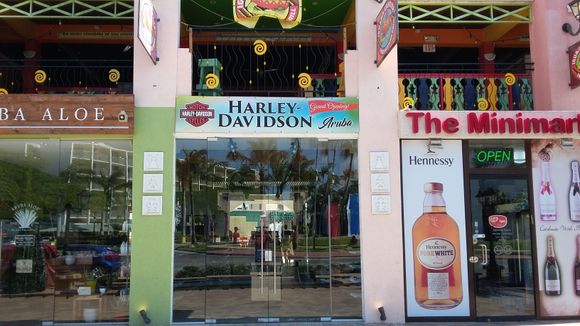 The Harley store in the high rise tourist area.
