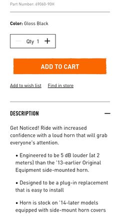 HD's website, says loud horn comes stock on all 2014 up touring 