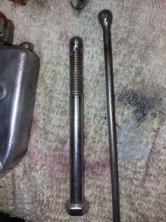 I use both of these to reseat the check ball. The big one is a 3/8 bolt with check ball welded perfectly straight on.  The one on the right is a a hand tool for fine grinding the seat. 