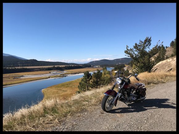 Just a bit south of Bull River, that is Kootenay river and the Purcell's in the background.